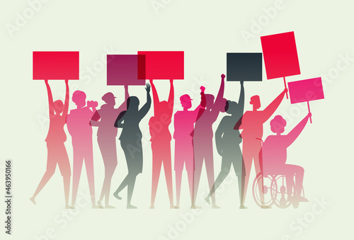 Social Justice - People protesting silhouettes