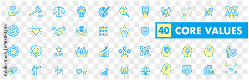 Set of core values icons vector