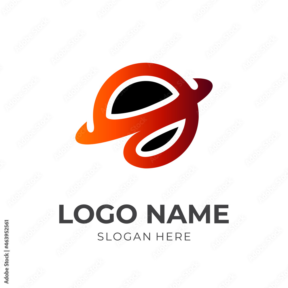 abstract planet logo design template concept vector with flat black and orange color style abstract planet logo design template concept vector with flat black and orange color style