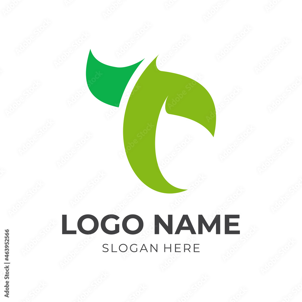 simple letter T logo design template concept vector with flat green color style