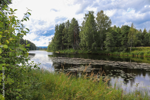 River Ljusnan in Järvsö and surrounded landscape
