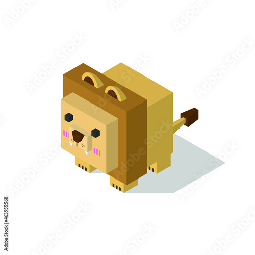 lion cubic isometric on light gray background