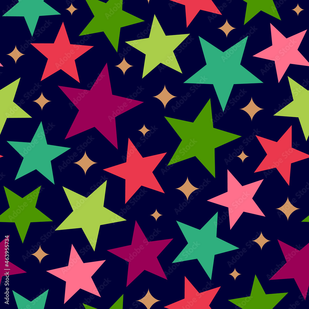 Obraz premium Colorful star seamless pattern for christmas and new year background.