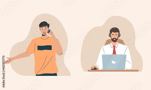 Call center helping a customer a hotline concept