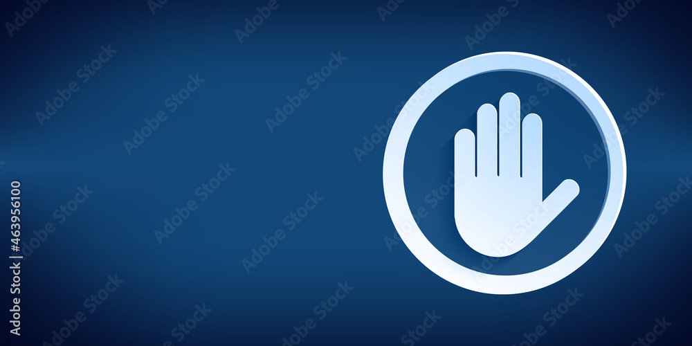 Business with technology concept and a stop icon on a blue background, 3d rendering Business with technology concept and a stop icon on a blue background, 3d rendering