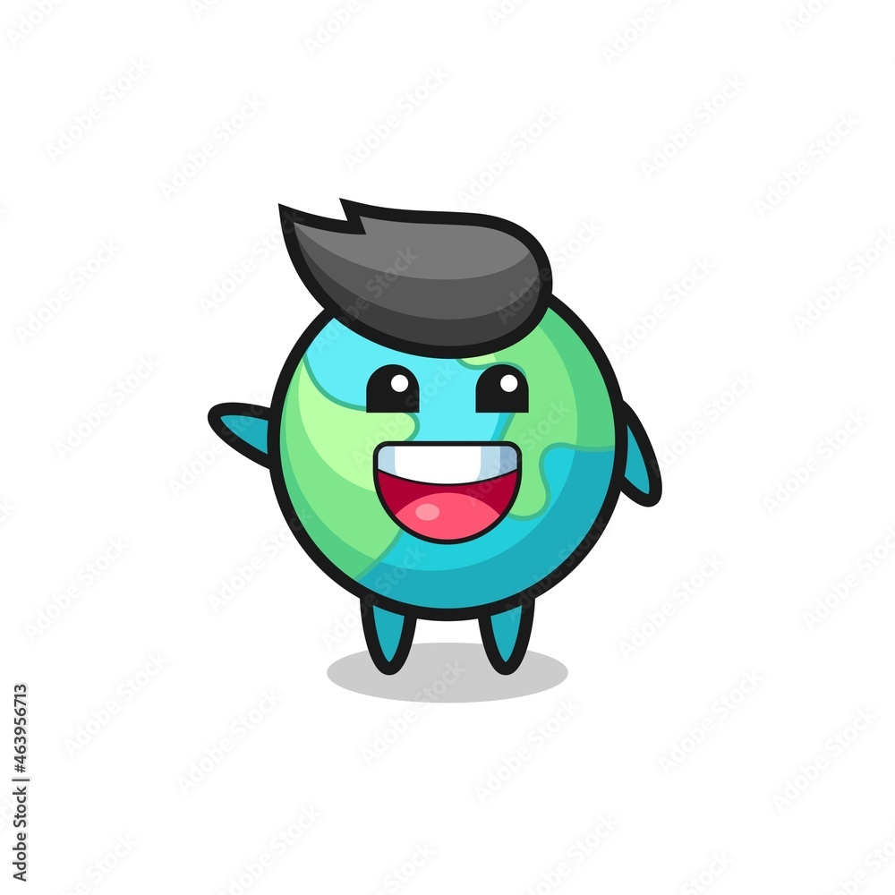 happy earth cute mascot character