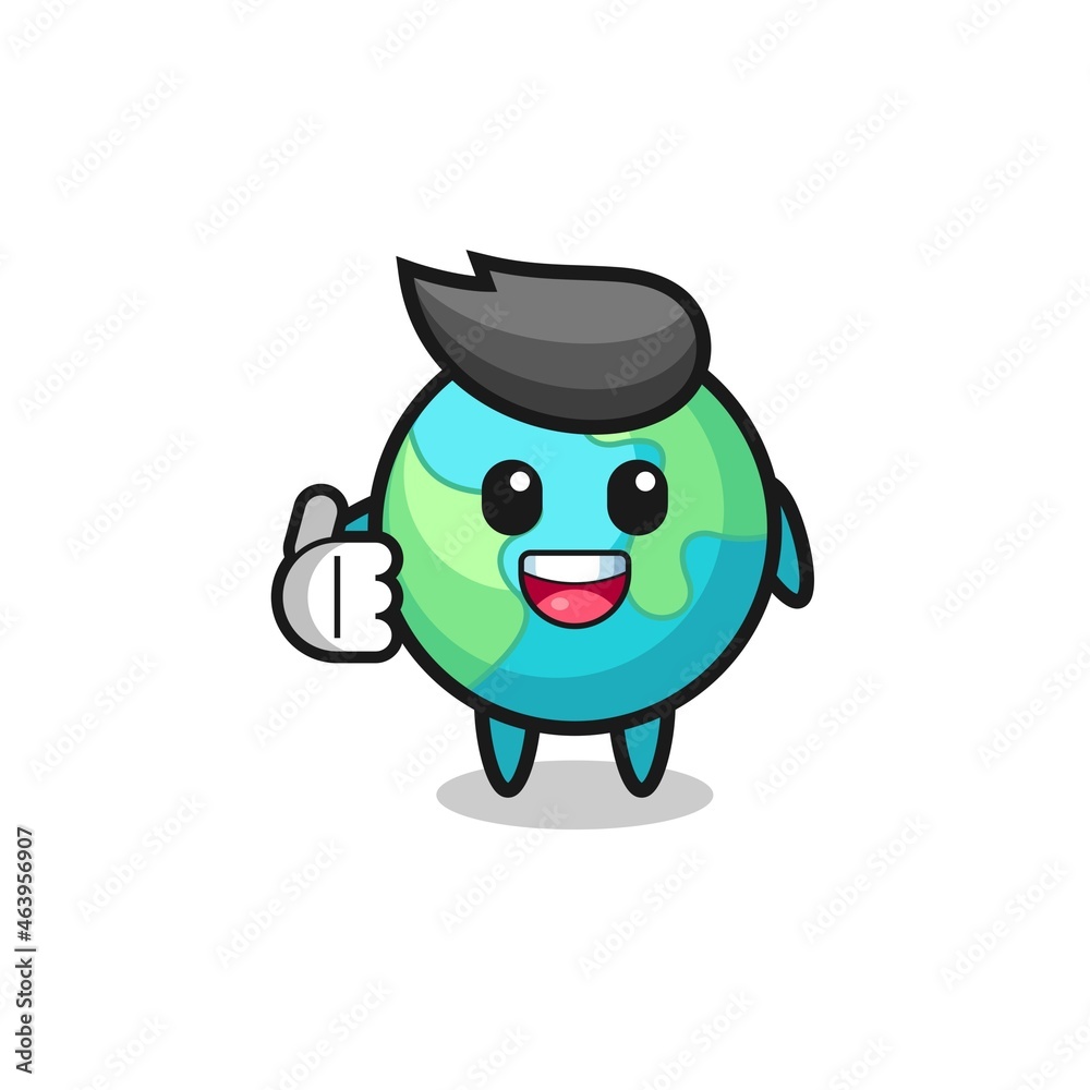 earth mascot doing thumbs up gesture