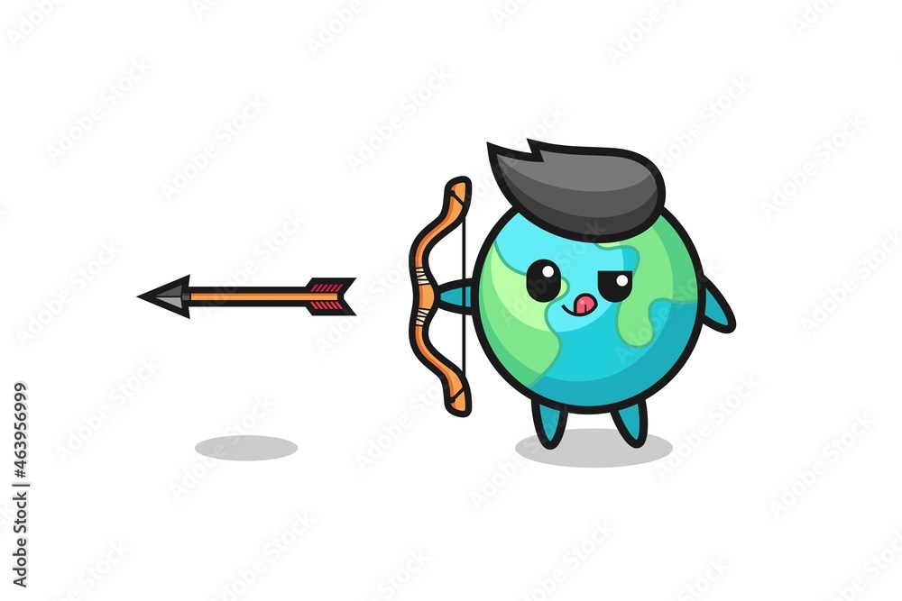 Fototapeta premium illustration of earth character doing archery