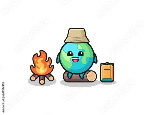 camping illustration of the earth cartoon