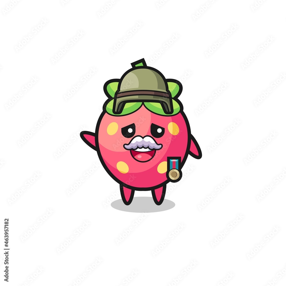 cute strawberry as veteran cartoon cute strawberry as veteran cartoon