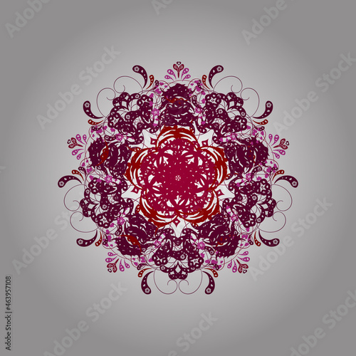 red snowflake on white background with floral elements