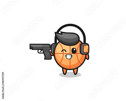 illustration of basketball cartoon doing shooting range