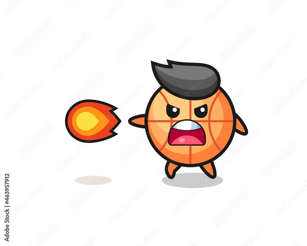 cute basketball mascot is shooting fire power cute basketball mascot is shooting fire power