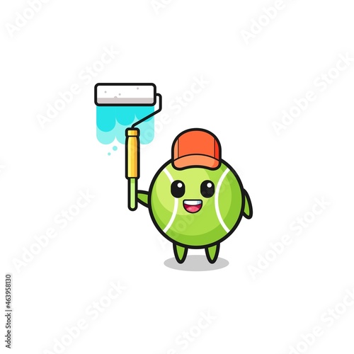 the tennis painter mascot with a paint roller