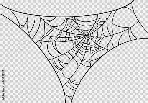 Halloween party background with spiderwebs isolated png or transparent texture,blank space for text,element template for poster,brochures, online advertising,vector illustration