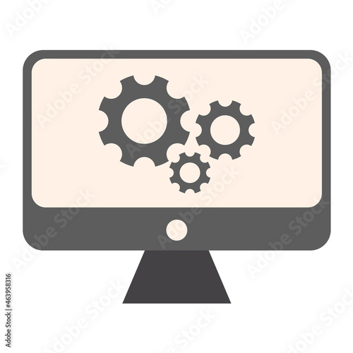 Minimalist Monitor With Setting Symbol - Amazing vector illustration of a computers monitor suitable for design assets, decoration, clip art, animation, apps, website and illustration in general