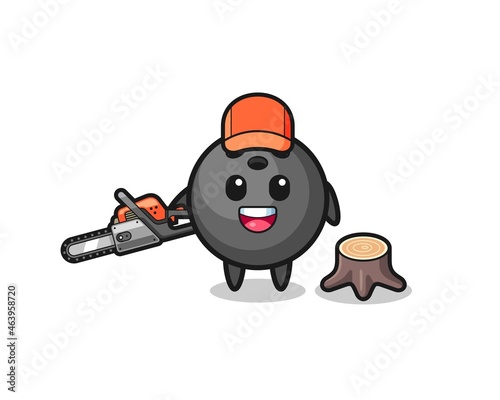 bowling lumberjack character holding a chainsaw