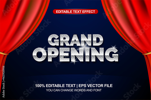 Editable text effect grand opening with curtain 
