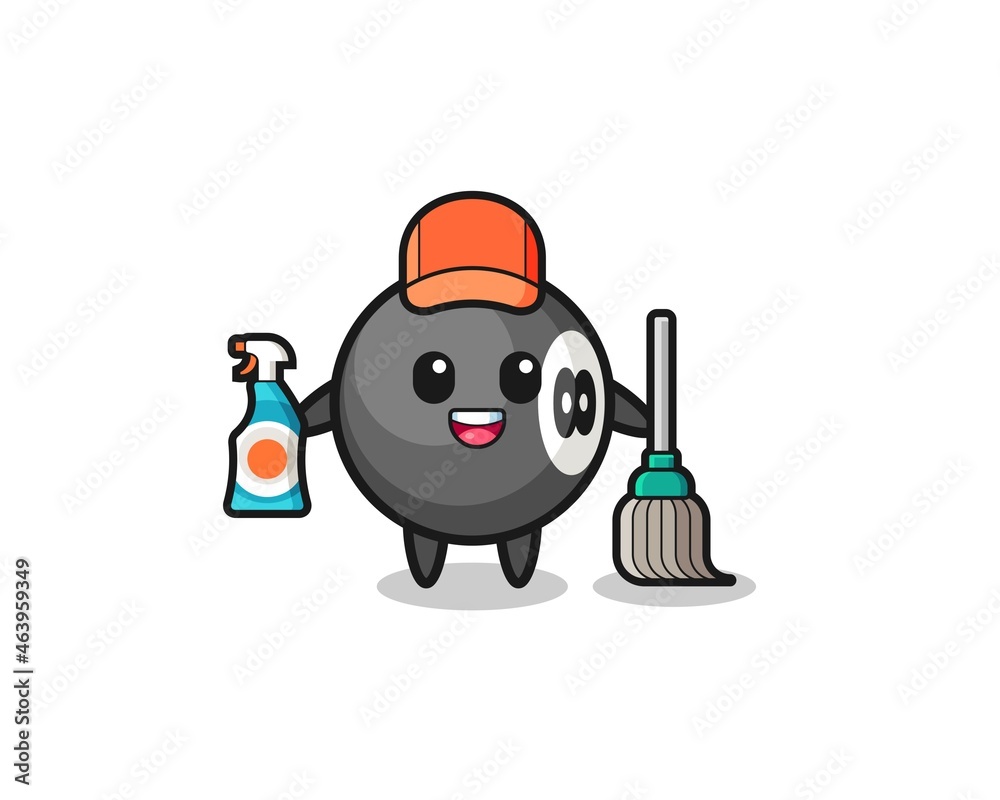 cute billiard character as cleaning services mascot