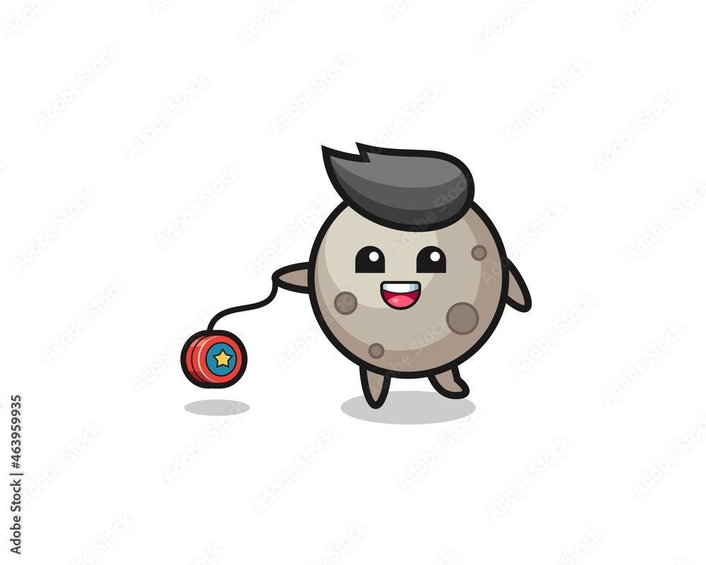 cartoon of cute moon playing a yoyo cartoon of cute moon playing a yoyo