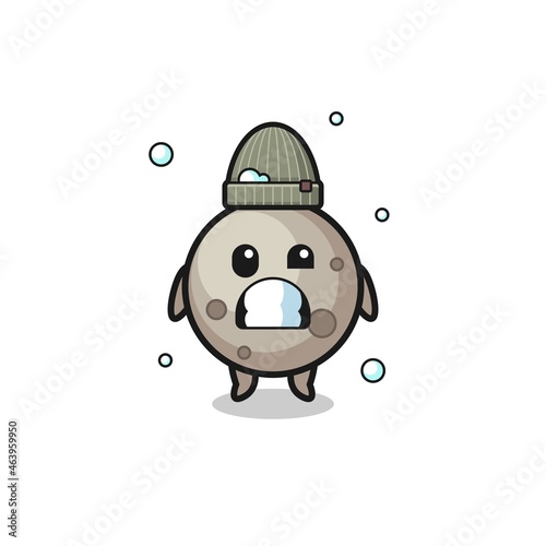 cute cartoon moon with shivering expression
