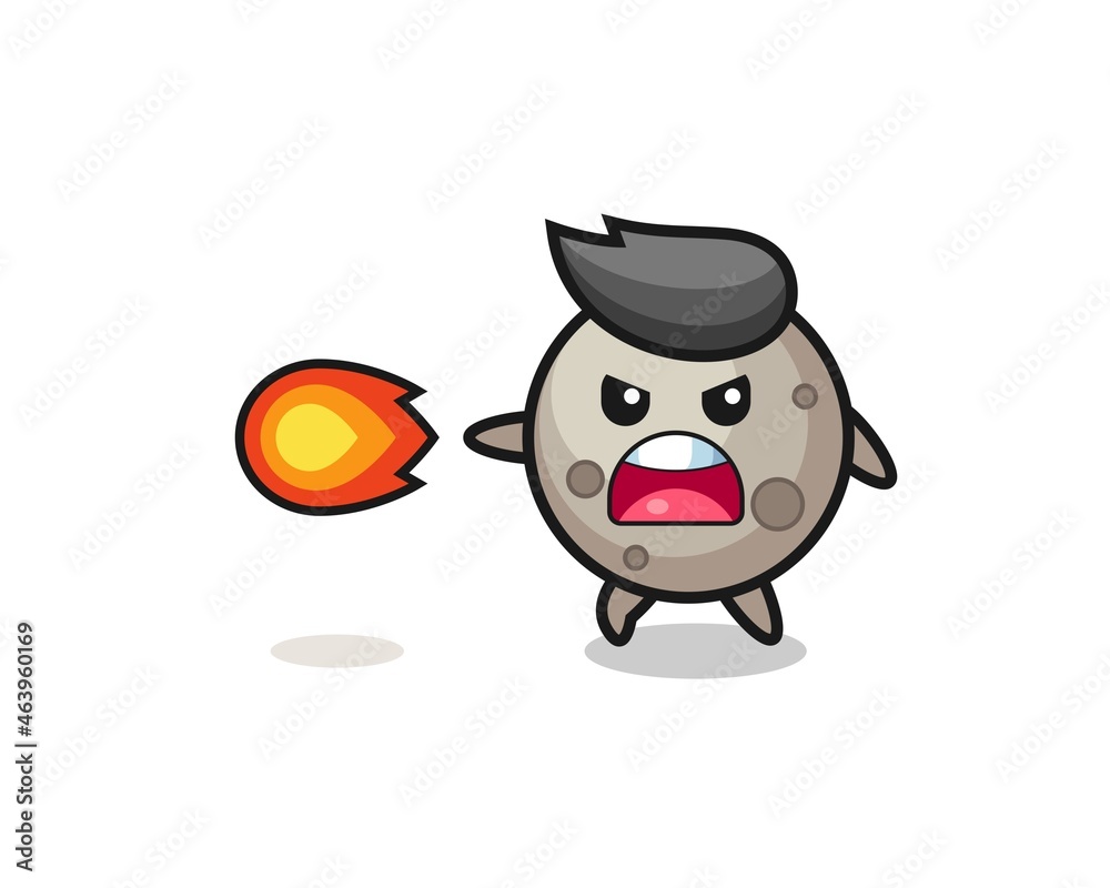 cute moon mascot is shooting fire power cute moon mascot is shooting fire power
