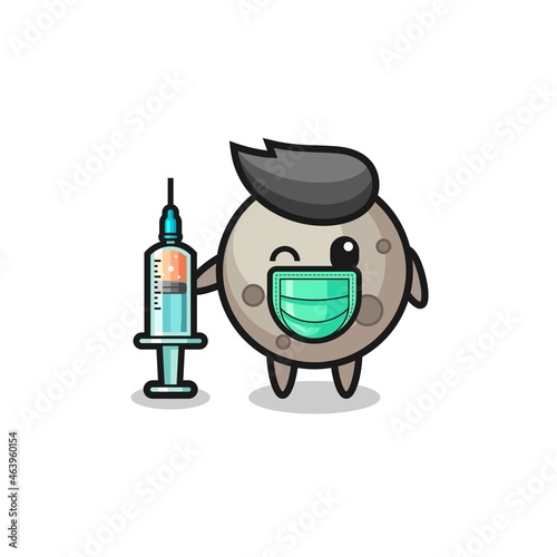 moon mascot as vaccinator