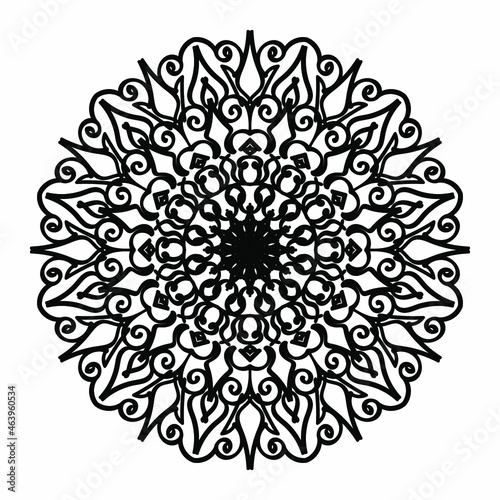 Fototapeta Naklejka Na Ścianę i Meble -  Circular pattern in the form of a mandala for Henna, Mehndi, tattoos, decorations. Decorative decoration in ethnic oriental style. Coloring book page.