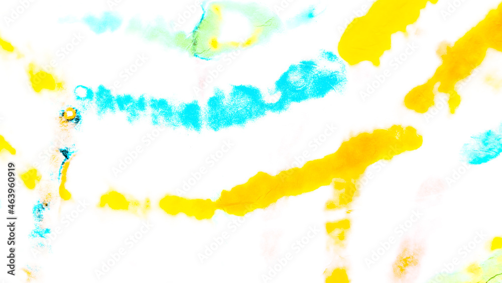 Yellow Artistic Dirty. Shibori Pattern. Turquoise