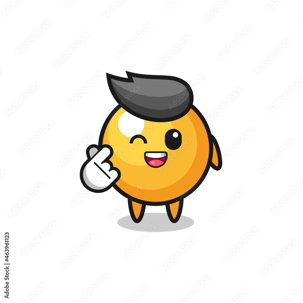 ping pong character doing Korean finger heart