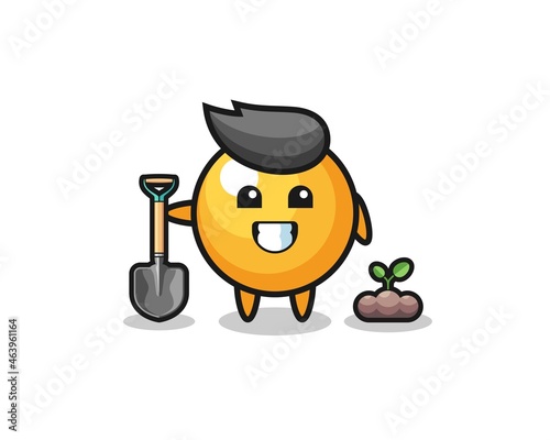 cute ping pong cartoon is planting a tree seed photo