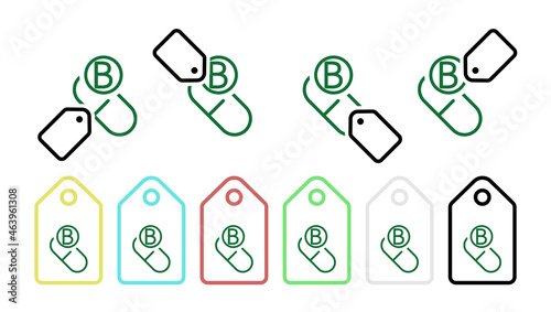 Vitamin b green vector icon in tag set illustration for ui and ux, website or mobile application