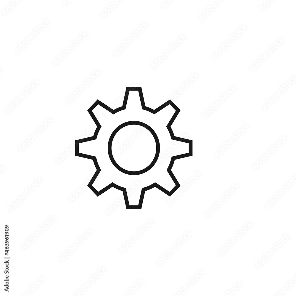 Internet and interface concept. Modern outline high quality illustration for banners, flyers and web sites. Editable stroke in trendy flat style. Line icon of gear isolated on white background
