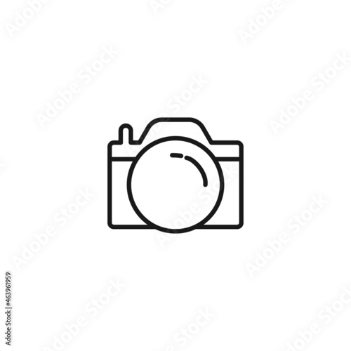 Internet and interface concept. Modern outline high quality illustration for banners, flyers and web sites. Editable stroke in trendy flat style. Line icon of photo camera isolated on white background