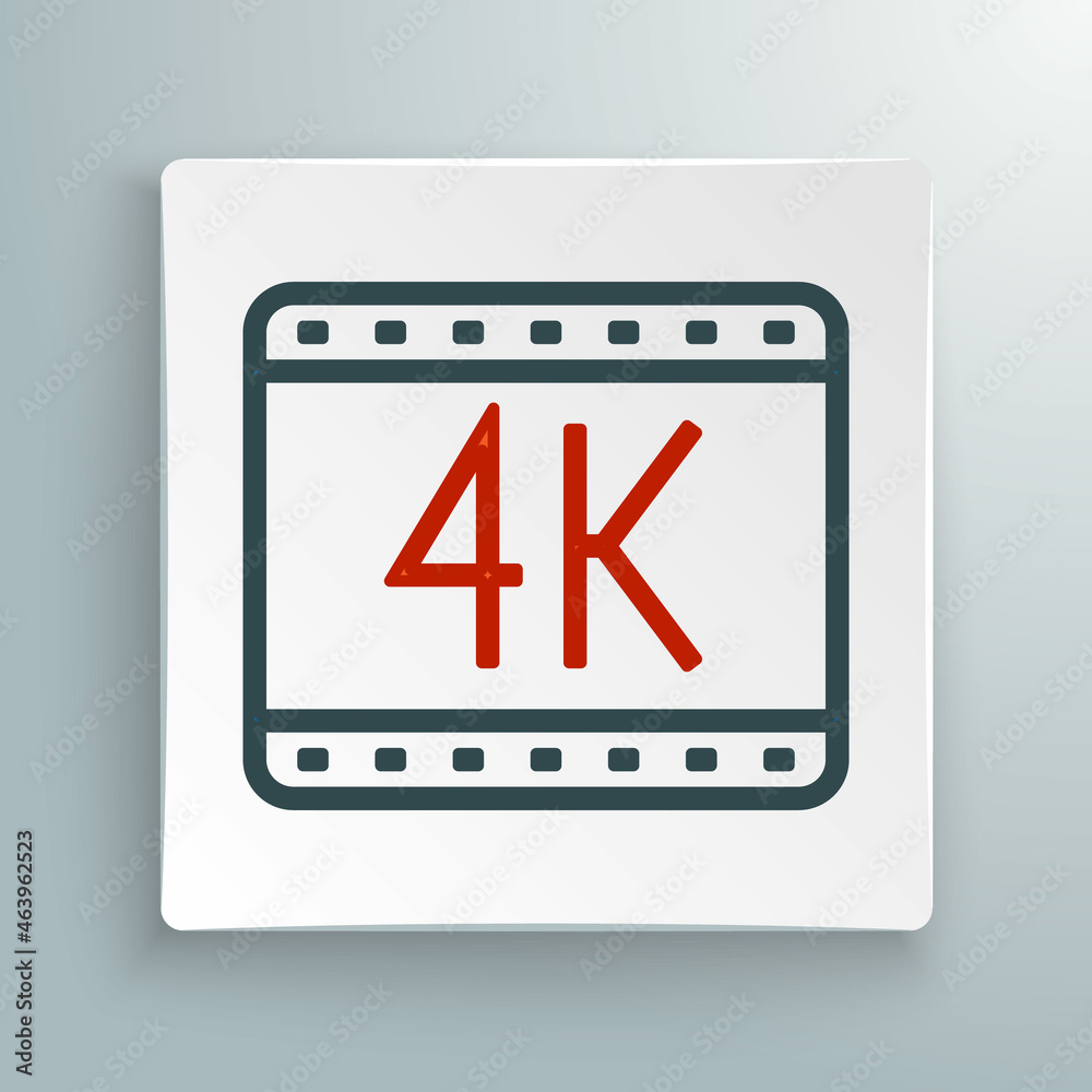 Line 4k movie, tape, frame icon isolated on white background. Colorful outline concept. Vector