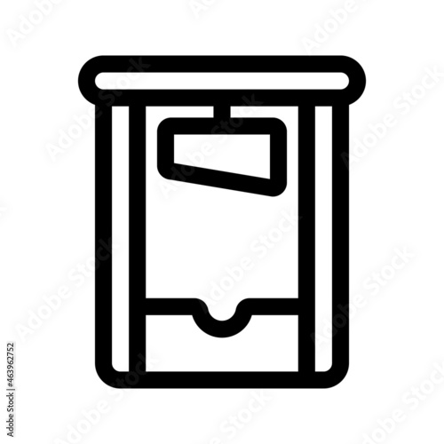 Illustration vector graphic icon of Guillotine. Outline Style Icon. Halloween Themed Icon. Vector illustration isolated on white background. Perfect for website or application design.