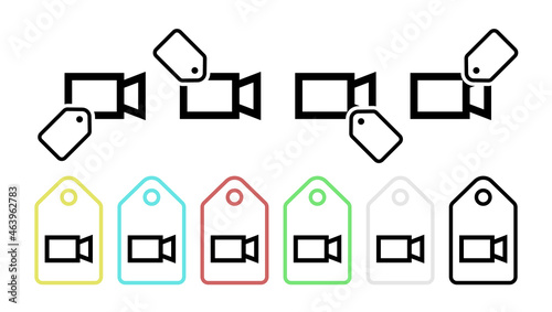Camera vector icon in tag set illustration for ui and ux, website or mobile application