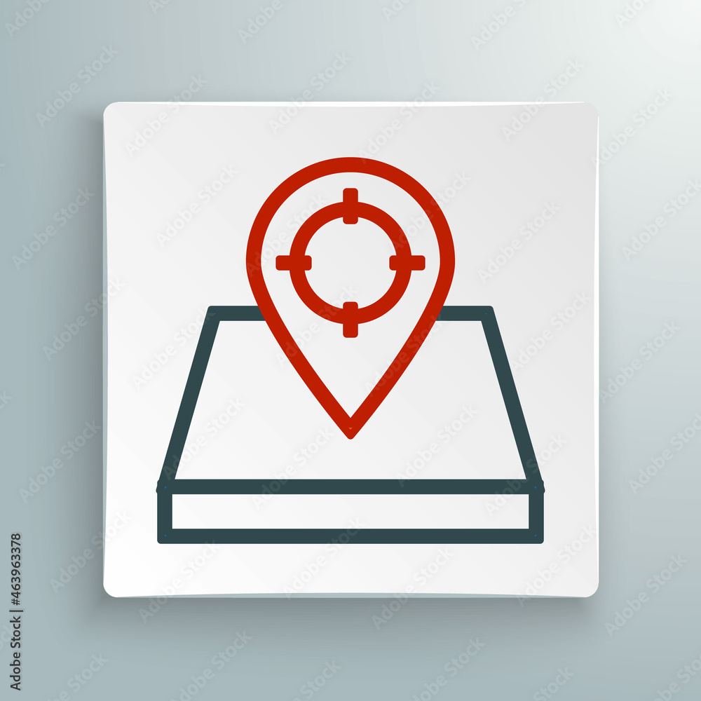 Line Hunt place icon isolated on white background. Navigation, pointer, location, map, gps, direction, place, compass, contact, search. Colorful outline concept. Vector Line Hunt place icon isolated on white background. Navigation, pointer, location, map, gps, direction, place, compass, contact, search. Colorful outline concept. Vector