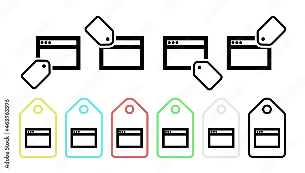 Browser vector icon in tag set illustration for ui and ux, website or mobile application