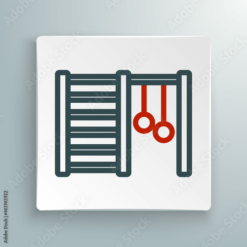 Line Wooden Swedish wall icon isolated on white background. Swedish stairs. Colorful outline concept. Vector