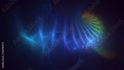 Wallpaper Mural 3D rendering abstract blue fractal light background Torontodigital.ca