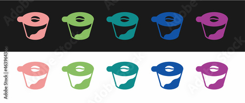 Set Pour over coffee maker icon isolated on black and white background. Alternative methods of brewing coffee. Coffee culture. Vector