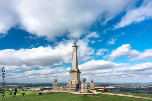 Dog walkers meet at the Boer War Memorial, Coombe Hill. © Neil