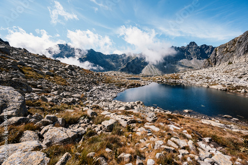 Hiking the Great Cold Valley/ velka studena dolina/ to Zbojnicka cottage and teryho cottage through priecne saddle. High Tatras National park , Slovakia. Slovakia landscape photo