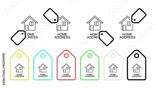 Home address line vector icon in tag set illustration for ui and ux, website or mobile application