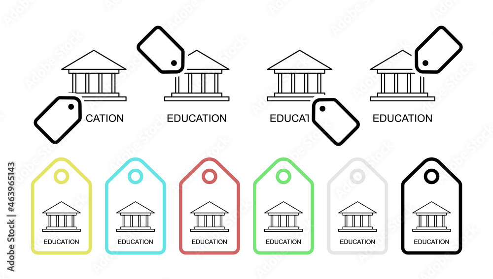 Fototapeta premium Education building line vector icon in tag set illustration for ui and ux, website or mobile application