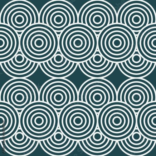 white ethnic tribal seamless pattern with spirals blue background
