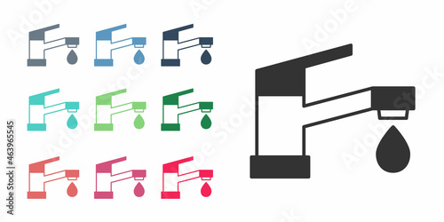 Black Water tap icon isolated on white background. Set icons colorful. Vector
