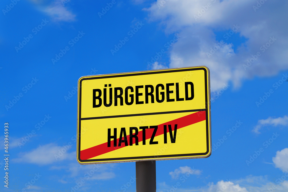 Hinweis auf Ende vom Hartz 4 und Anfang vom Bürgergeld Hinweis auf Ende vom Hartz 4 und Anfang vom Bürgergeld