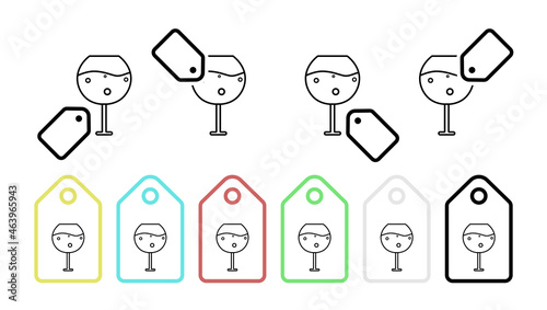 Glass of cognac vector icon in tag set illustration for ui and ux, website or mobile application